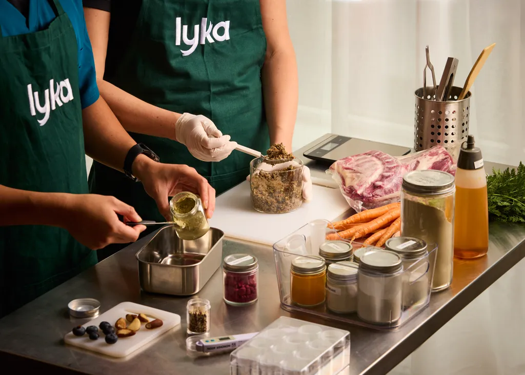 A pair of Lyka staff manufacturing the Hypoallergenic Pro meals